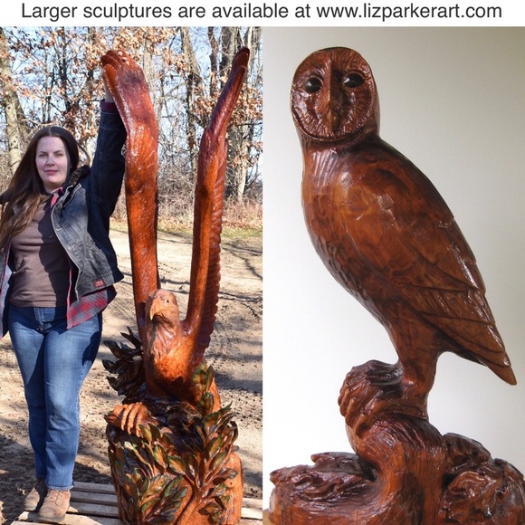 Flying falcon hanging sculpture fine art carving - Picture 9 of 9
